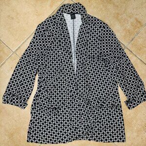 Robert Louis Cardigan Womens Black And White Abstract Size L